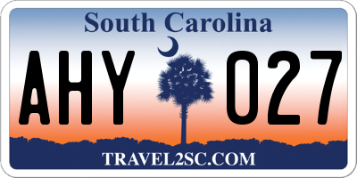 SC license plate AHY027