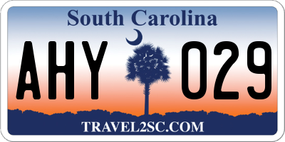 SC license plate AHY029