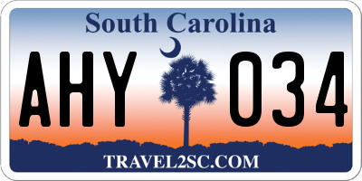 SC license plate AHY034