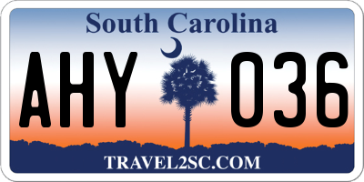 SC license plate AHY036