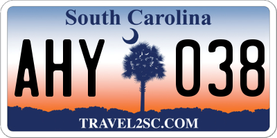 SC license plate AHY038