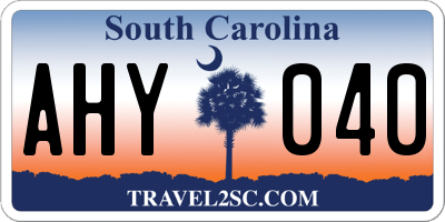 SC license plate AHY040