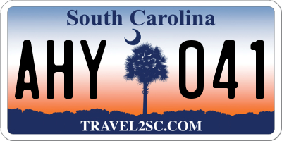 SC license plate AHY041