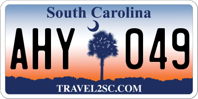 SC license plate AHY049