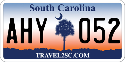 SC license plate AHY052