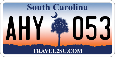 SC license plate AHY053