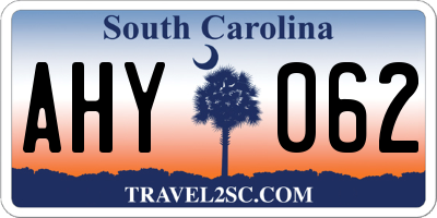 SC license plate AHY062