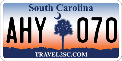 SC license plate AHY070