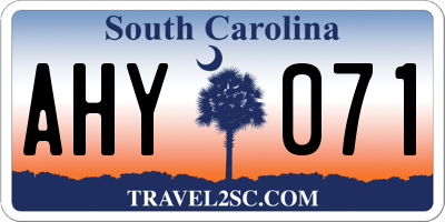 SC license plate AHY071