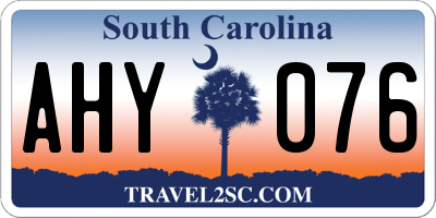 SC license plate AHY076