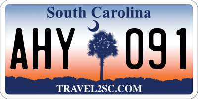 SC license plate AHY091