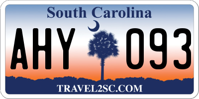SC license plate AHY093