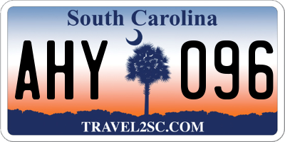 SC license plate AHY096