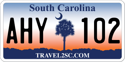 SC license plate AHY102