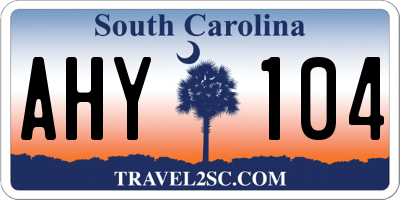 SC license plate AHY104