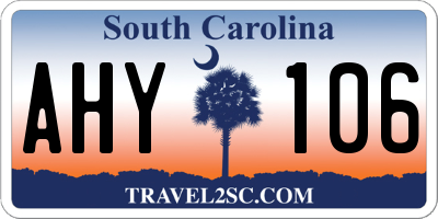 SC license plate AHY106