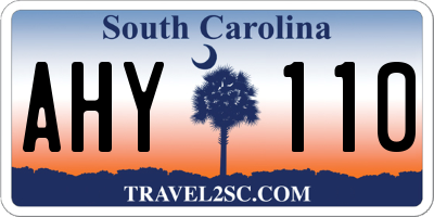 SC license plate AHY110