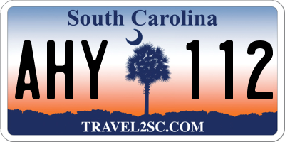 SC license plate AHY112