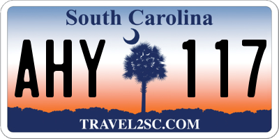 SC license plate AHY117