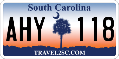 SC license plate AHY118