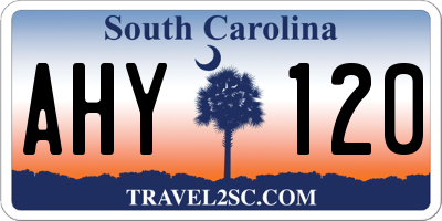 SC license plate AHY120