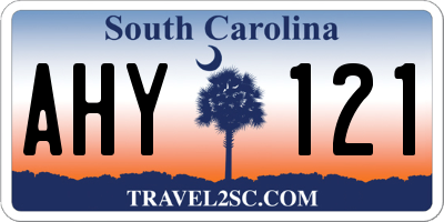 SC license plate AHY121