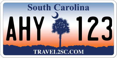 SC license plate AHY123