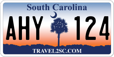 SC license plate AHY124