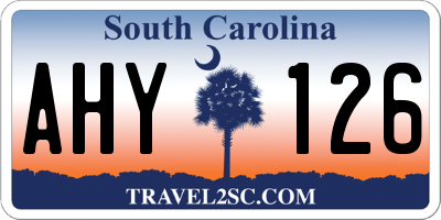 SC license plate AHY126