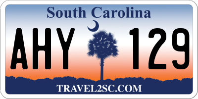 SC license plate AHY129