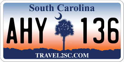 SC license plate AHY136