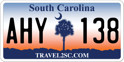 SC license plate AHY138
