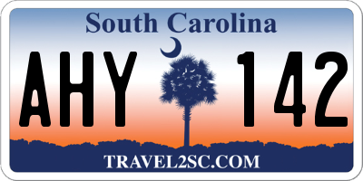 SC license plate AHY142