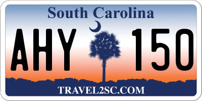 SC license plate AHY150