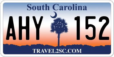 SC license plate AHY152
