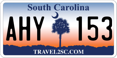 SC license plate AHY153