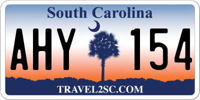 SC license plate AHY154