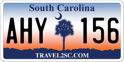 SC license plate AHY156