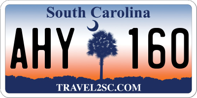 SC license plate AHY160