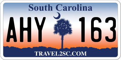 SC license plate AHY163