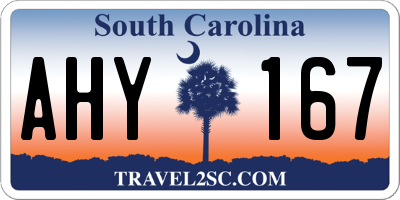 SC license plate AHY167