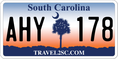 SC license plate AHY178