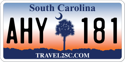 SC license plate AHY181