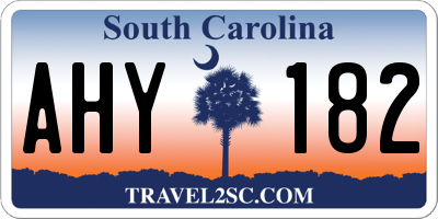 SC license plate AHY182