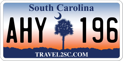 SC license plate AHY196