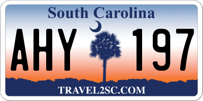 SC license plate AHY197