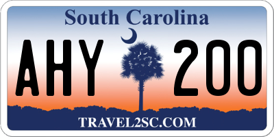 SC license plate AHY200