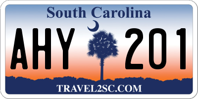SC license plate AHY201