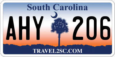 SC license plate AHY206