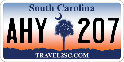 SC license plate AHY207